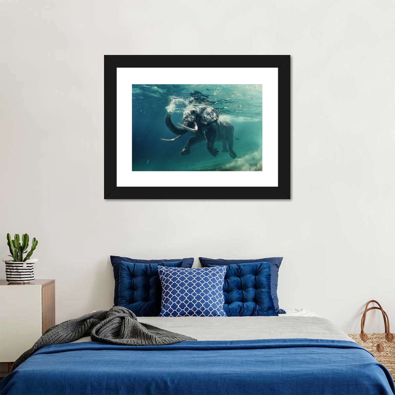 Swimming Elephant Wall Art