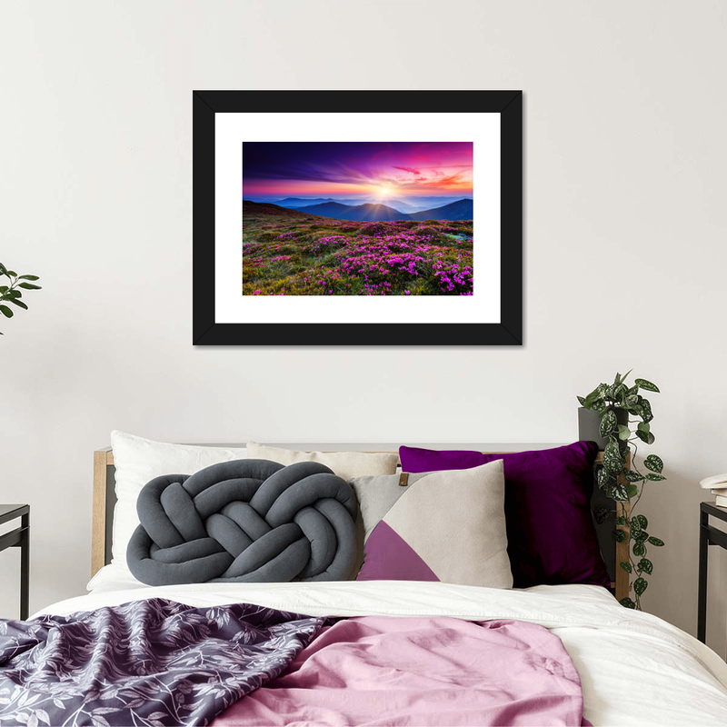 Pink Flowers At Sunset Wall Art