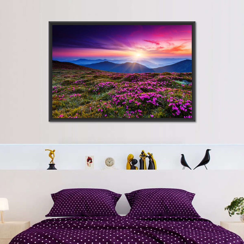 Pink Flowers At Sunset Wall Art