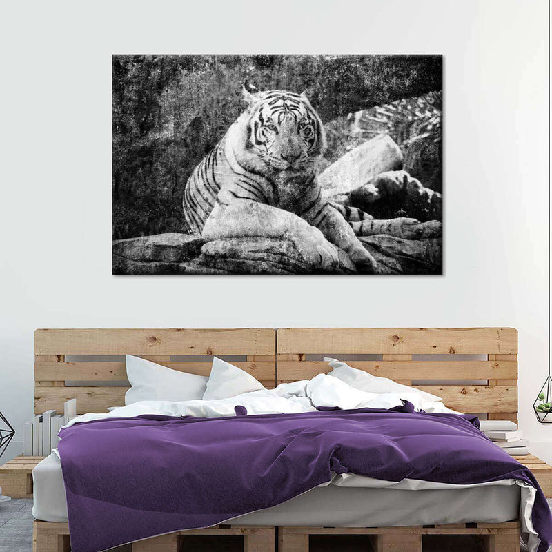 Textured White Tiger Wall Art