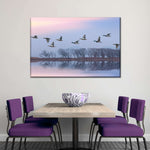 Pink Sky Over Ducks Wall Art