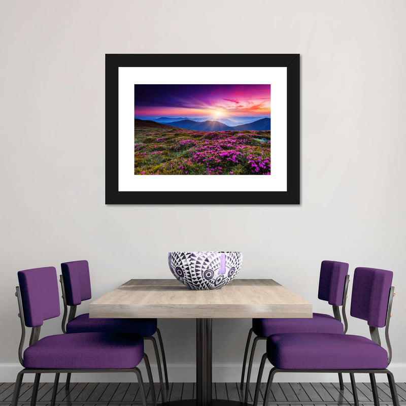 Pink Flowers At Sunset Wall Art