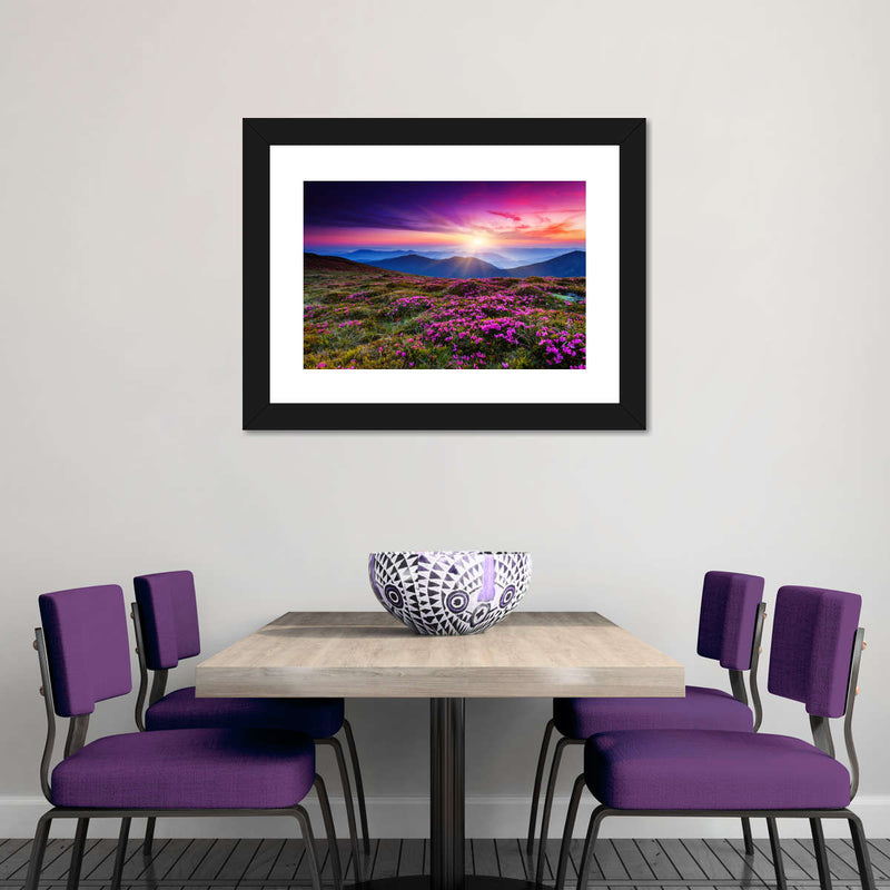 Pink Flowers At Sunset Wall Art