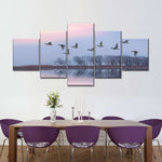 Pink Sky Over Ducks Wall Art