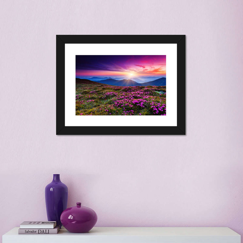 Pink Flowers At Sunset Wall Art
