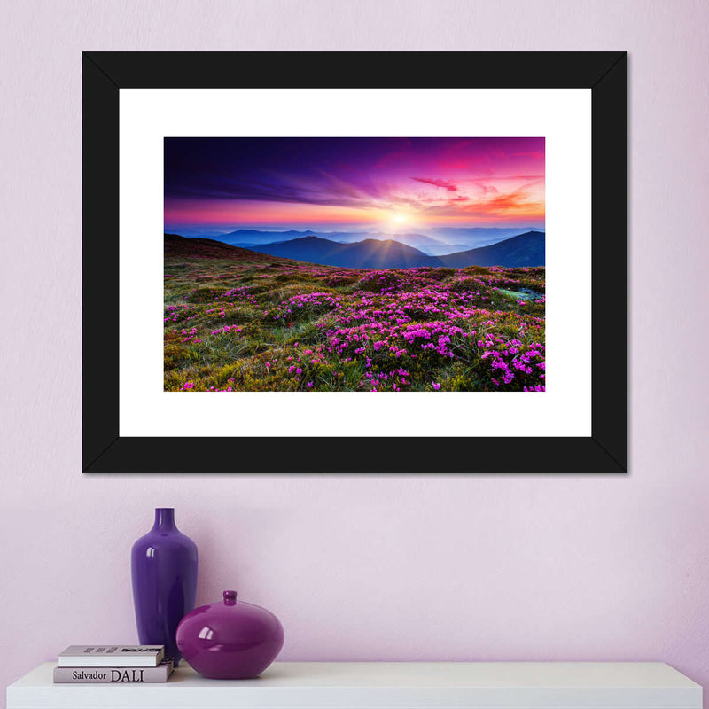 Pink Flowers At Sunset Wall Art