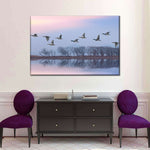 Pink Sky Over Ducks Wall Art