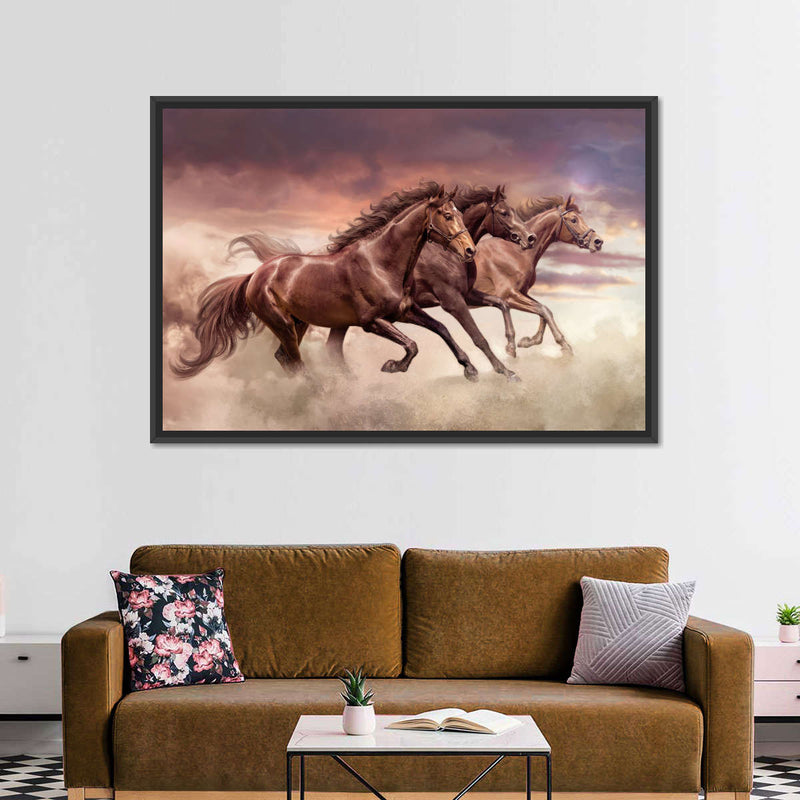 Three Running Horses Wall Art