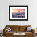 Snowy Mountain At Sunset Wall Art