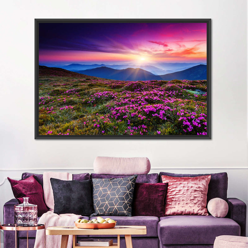 Pink Flowers At Sunset Wall Art