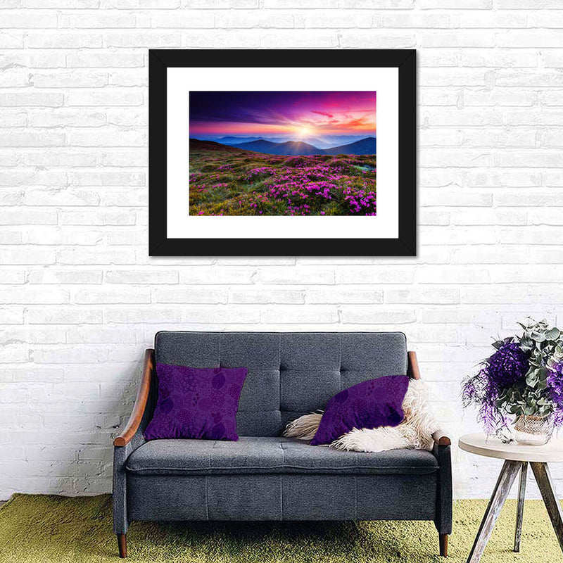 Pink Flowers At Sunset Wall Art