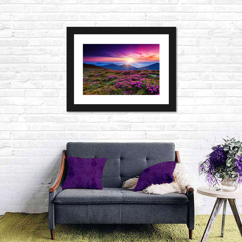 Pink Flowers At Sunset Wall Art