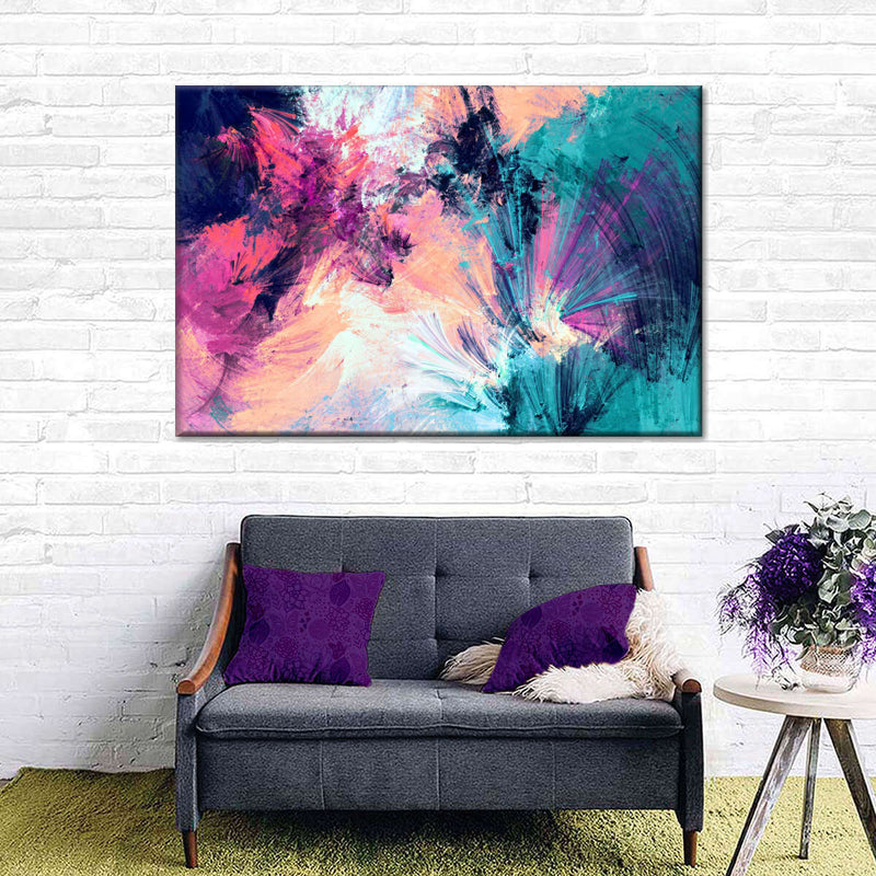 Pink And Blue Abstract Wall Art
