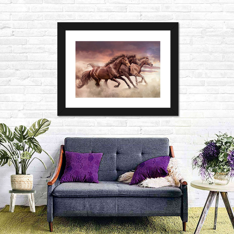 Three Running Horses Wall Art