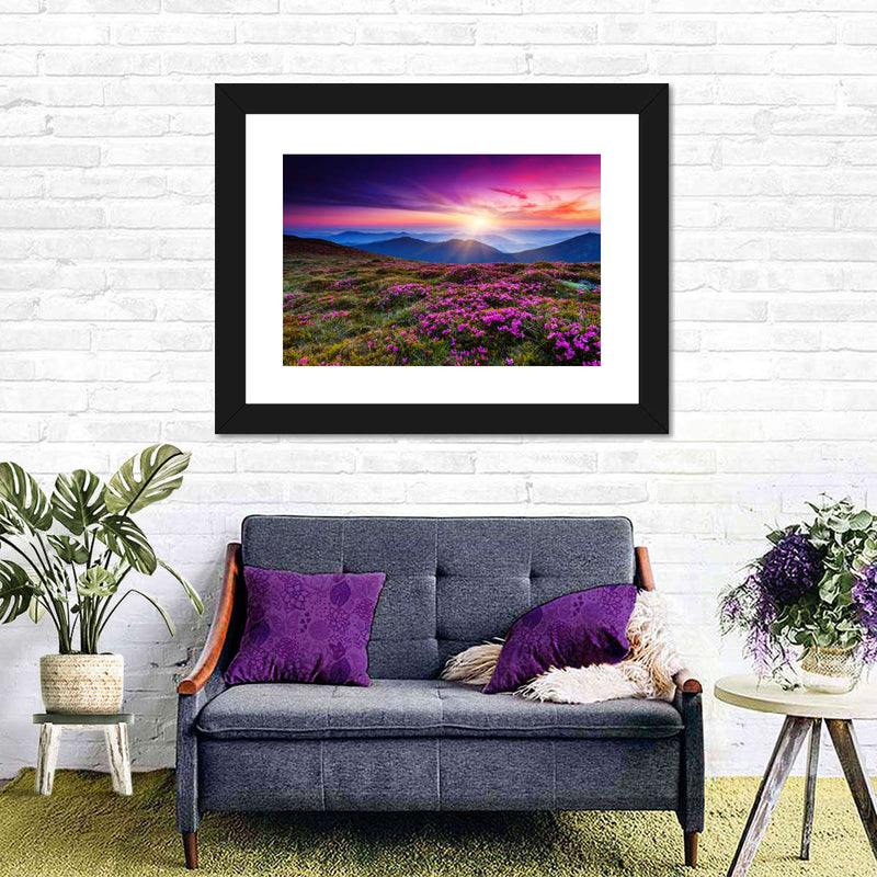 Pink Flowers At Sunset Wall Art