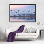 Pink Sky Over Ducks Wall Art