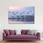 Pink Sky Over Ducks Wall Art