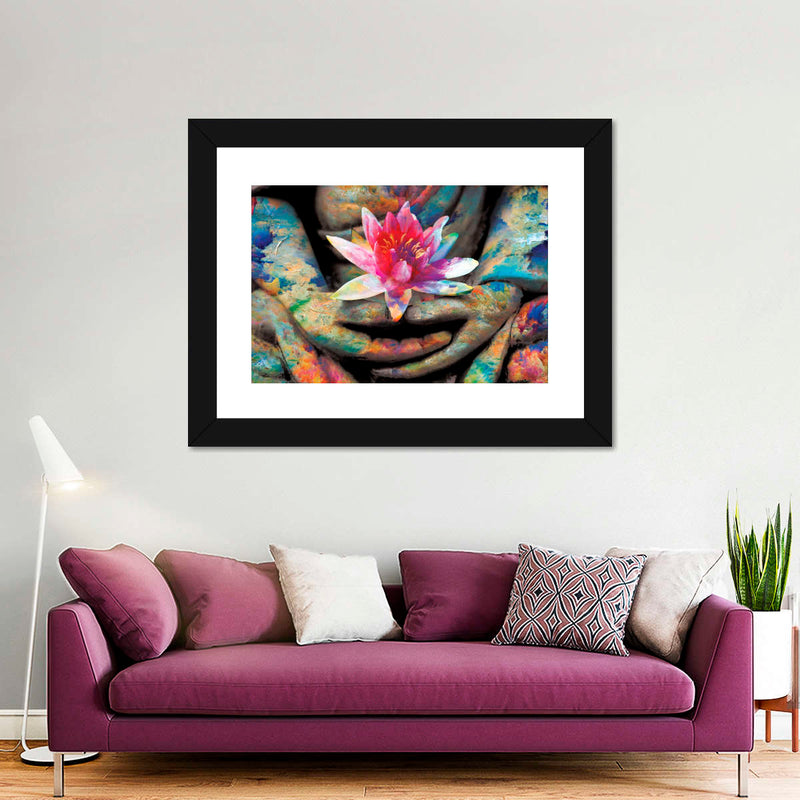 Lotus Flower In Hand Wall Art