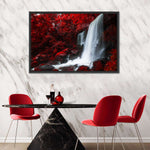 Red Autumn Waterfall Wall Art