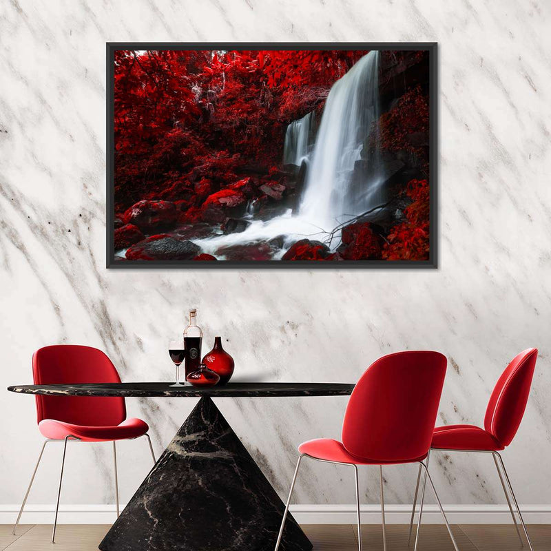 Red Autumn Waterfall Wall Art