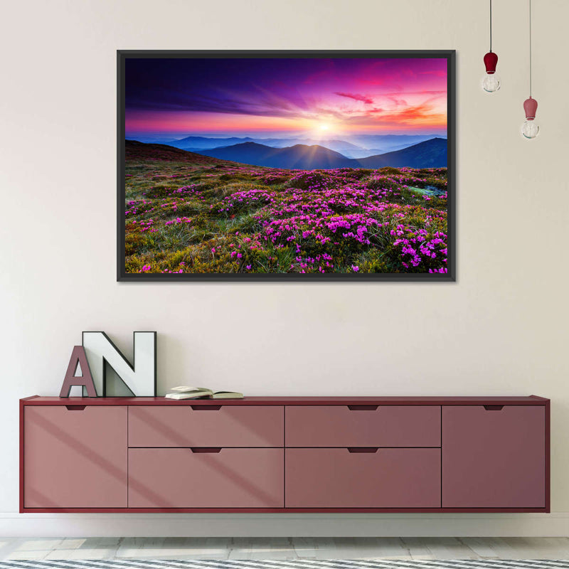 Pink Flowers At Sunset Wall Art
