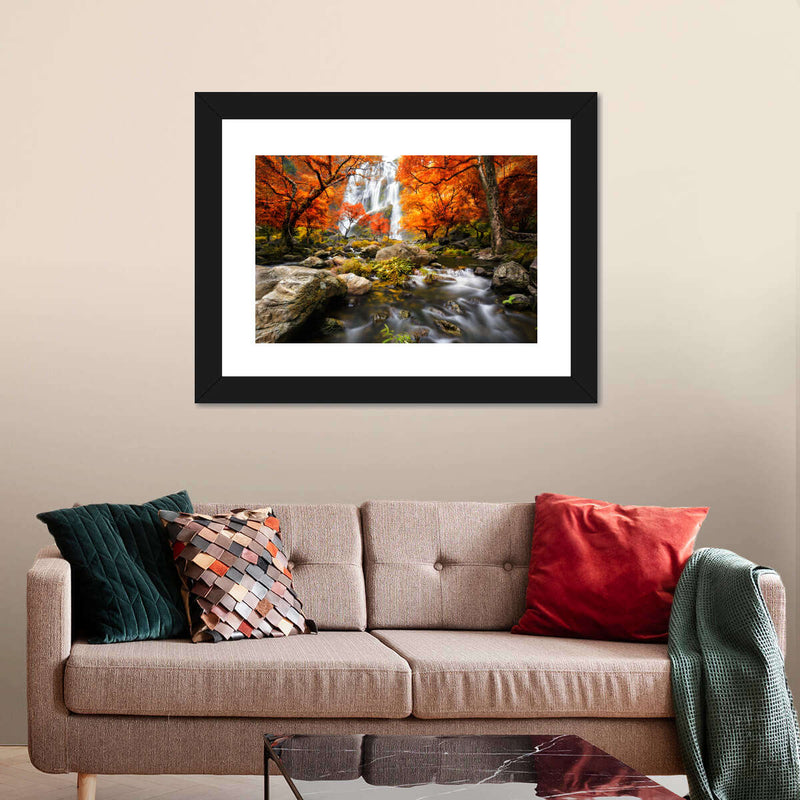 Stunning Autumn Waterfall Wall Art