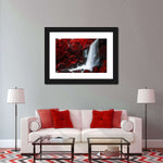Red Autumn Waterfall Wall Art