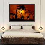 Silhouetted African Giraffes Wall Art