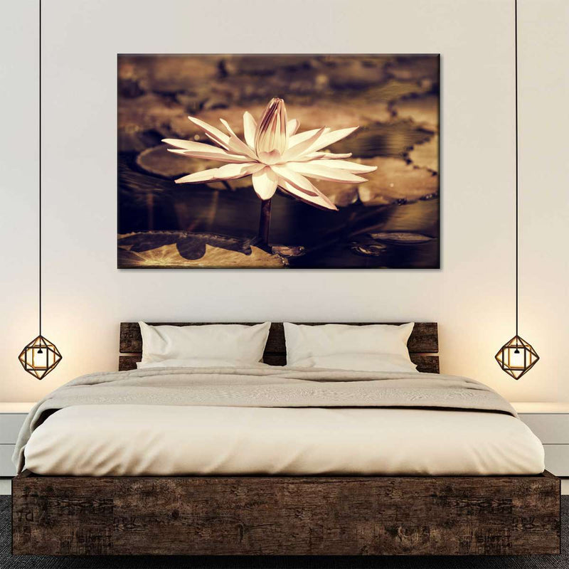 Sepia Lotus Flower Wall Art