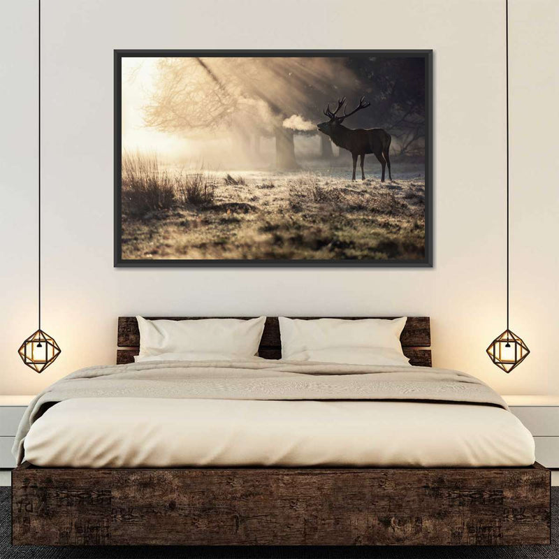 Wild Deer In Snow Wall Art