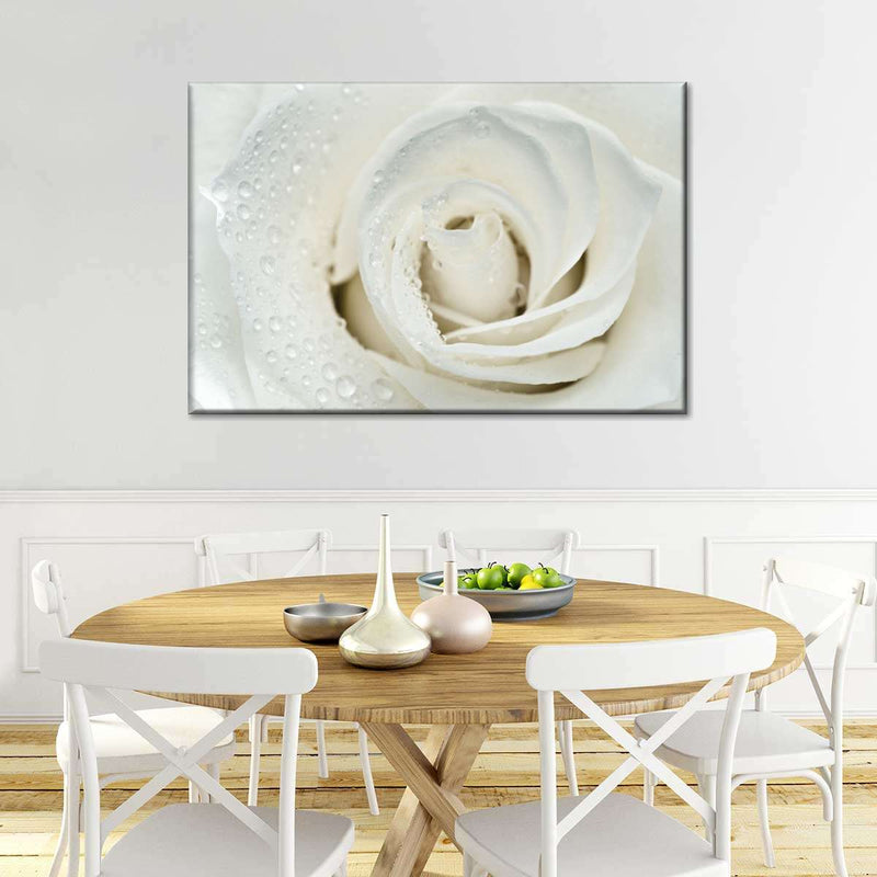 White Rose Close Up Wall Art