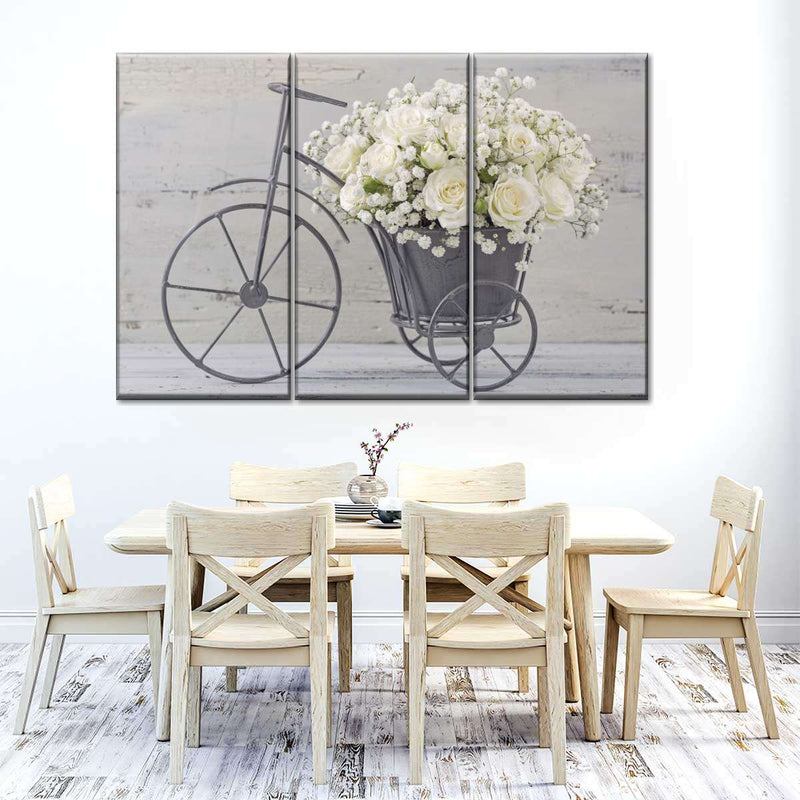 White Rose Bouquet Wall Art