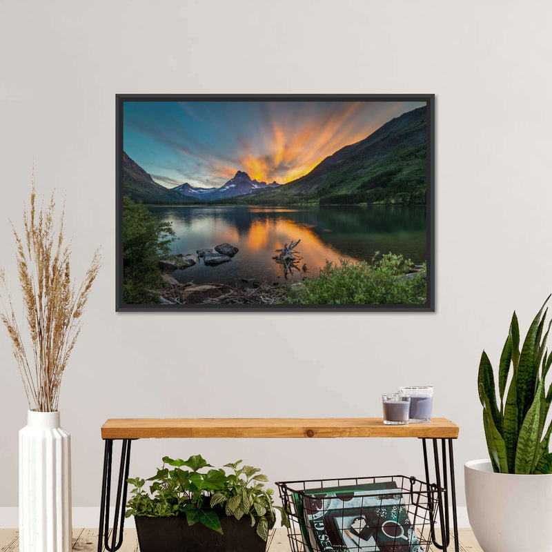 Swiftcurrent Sunset Lake Wall Art
