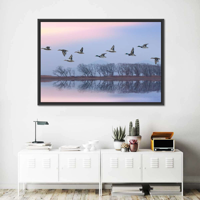 Pink Sky Over Ducks Wall Art