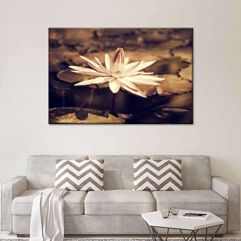 Sepia Lotus Flower Wall Art