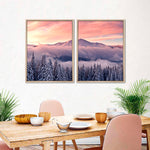 Snowy Mountain At Sunset Wall Art