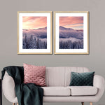 Snowy Mountain At Sunset Wall Art