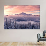 Snowy Mountain At Sunset Wall Art