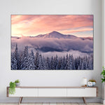 Snowy Mountain At Sunset Wall Art