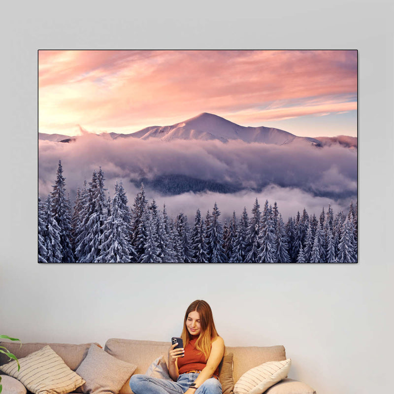 Snowy Mountain At Sunset Wall Art