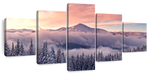 Snowy Mountain At Sunset Wall Art