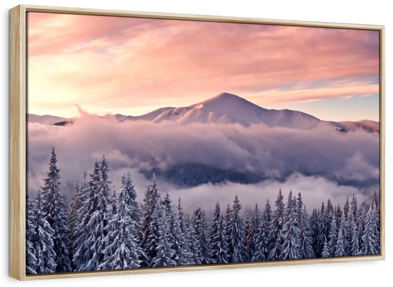 Snowy Mountain At Sunset Wall Art