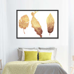 Triple Golden Leaves Wall Art
