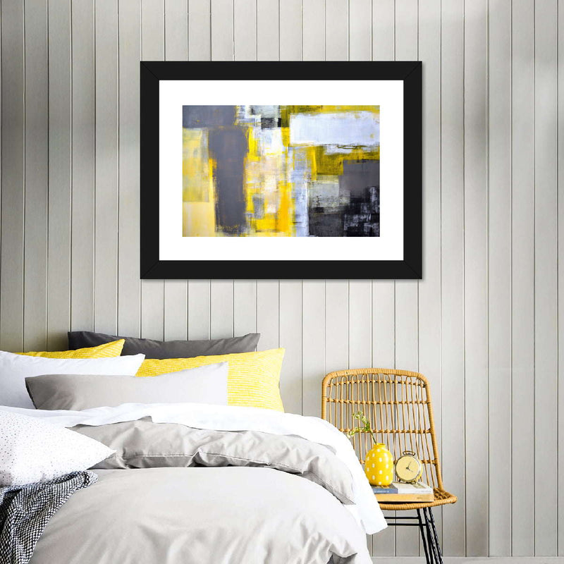 Yellow On Gray Abstract Wall Art