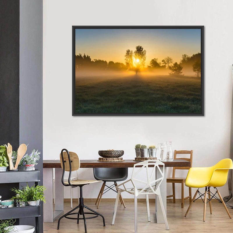 Misty Meadow At Sunrise Wall Art