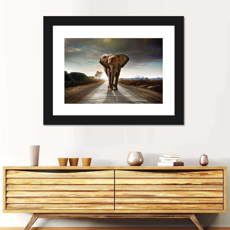 Walking Lone Elephant Wall Art