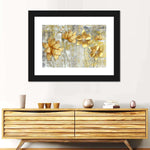Large Golden Flowers Wall Art