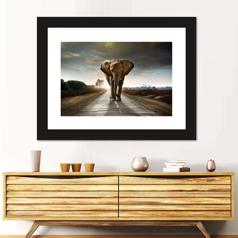 Walking Lone Elephant Wall Art