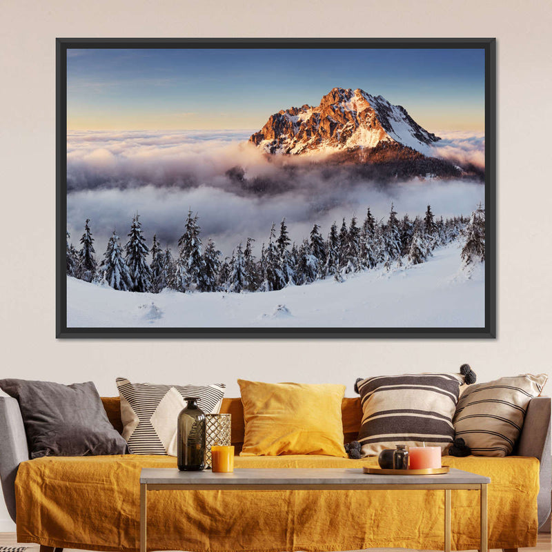 Snow Mountain Sunset Wall Art