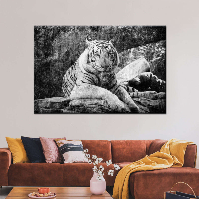 Textured White Tiger Wall Art